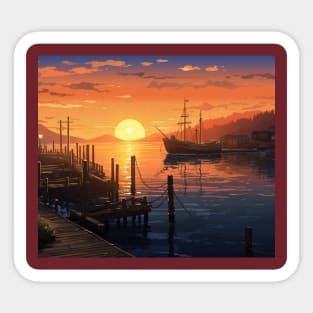 Harbor Sunset Serenity Sticker